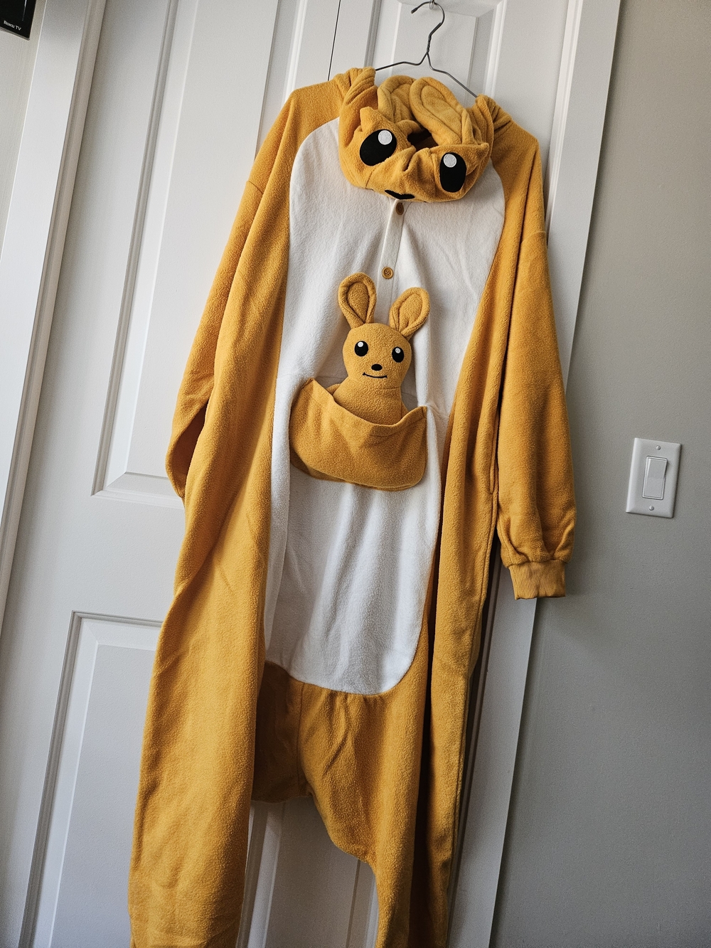 Kids Yellow Kangaroo Character Onesie Pajamas